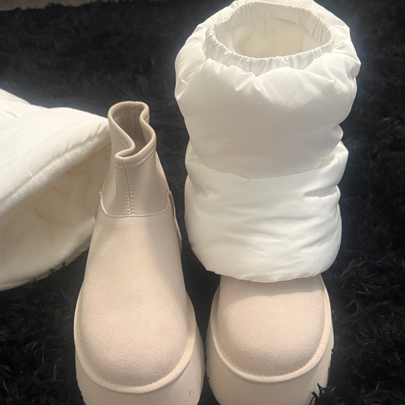UGG Women's White Puffer Boots - Picture 2 of 5